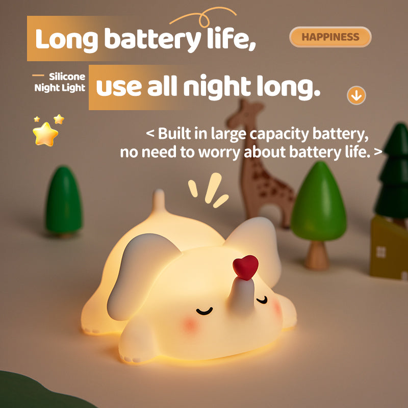 MeWaii® Squishy Silicone Love Elephant LED Night Light - Perfect Gift for Kids and Girls