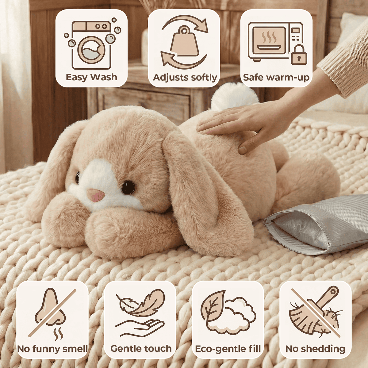 MeWaii® Bunny Weighted Stuffed Animal with Microwavable Heating Pad