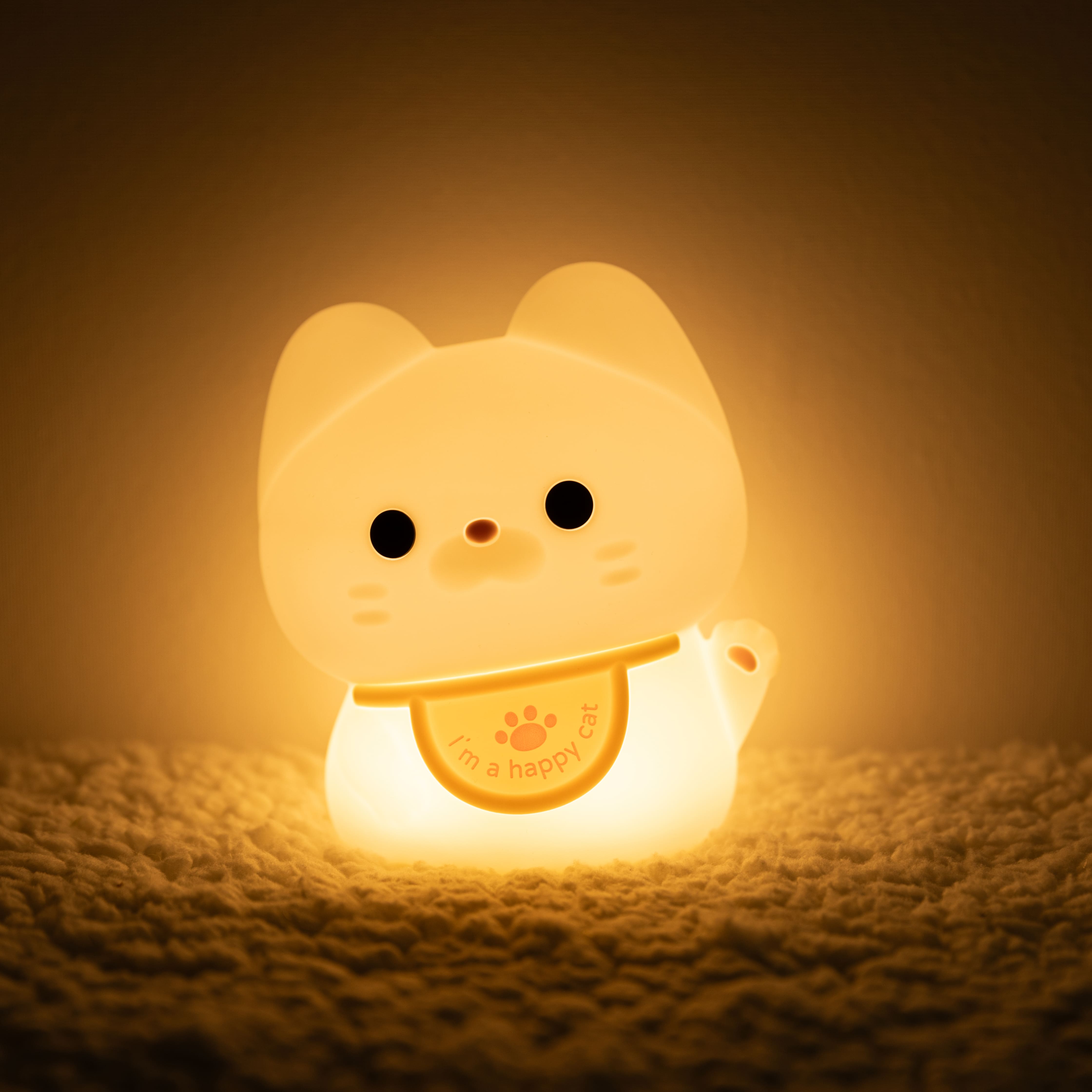 Veilleuse LED en silicone souple en forme de chat heureux – Cadeau idéal pour les enfants et les filles