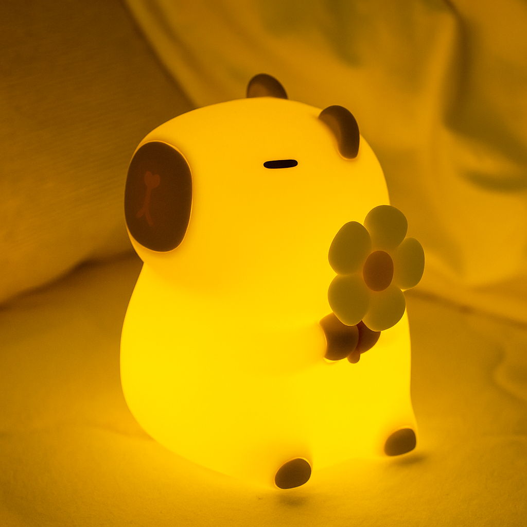MeWaii® Blumen-Capybara Silikon-Nachtlicht – Perfektes Geschenk für Kinder und Mädchen