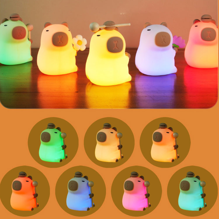 MeWaii® Blumen-Capybara Silikon-Nachtlicht – Perfektes Geschenk für Kinder und Mädchen