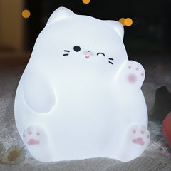 Veilleuse LED en silicone souple en forme de chat qui ondule – Cadeau idéal pour les enfants et les filles