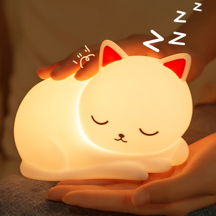 MeWaii® Squishy Silicone Napping Cat LED Night Light - Perfect Gift for Kids and Girls
