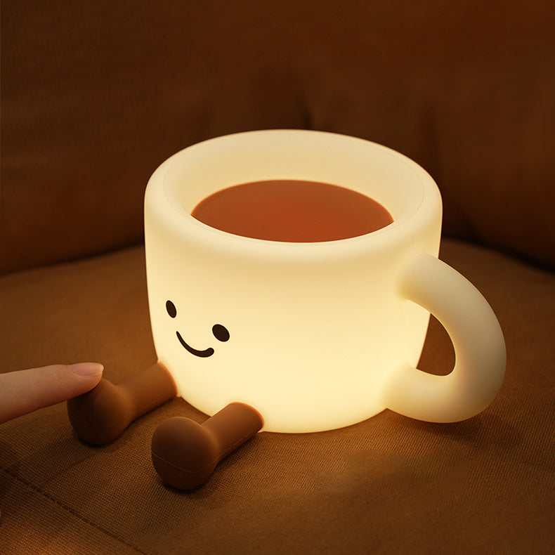 Coffee Cup Squishy Silicone Night Light Soft Glow Cute Collectible Fun Decor Perfect Gift
