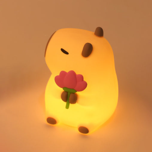 MeWaii® Blumen-Capybara Silikon-Nachtlicht – Perfektes Geschenk für Kinder und Mädchen