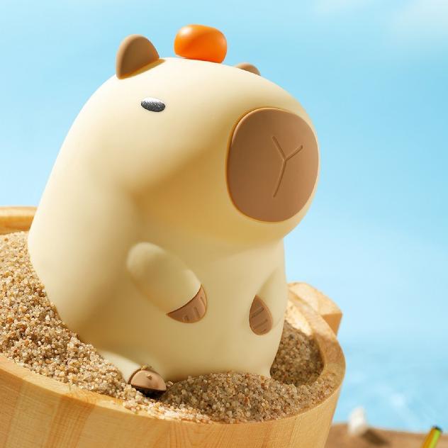 Veilleuse LED en silicone souple en forme de Capybara orange – Cadeau idéal pour les enfants et les filles