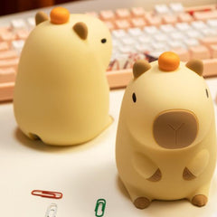 Veilleuse LED en silicone souple en forme de Capybara orange – Cadeau idéal pour les enfants et les filles
