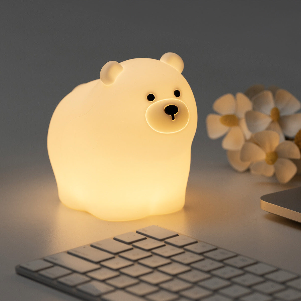 MeWaii® Breathing Bear Snuggly  Squishy Silicone Sleeping Companion Sound LED Night Light Perfect Gift