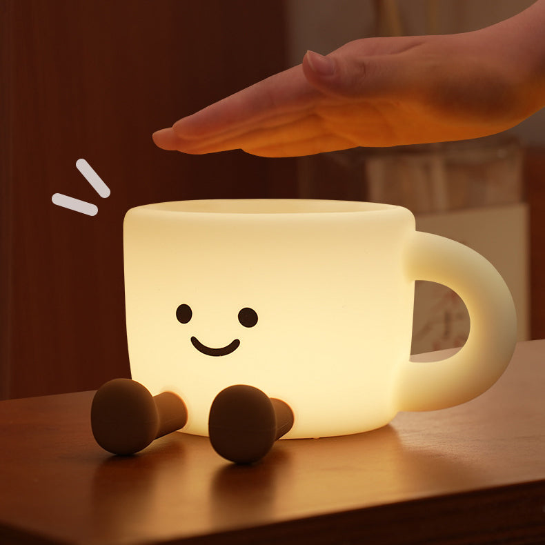 Coffee Cup Squishy Silicone Night Light Soft Glow Cute Collectible Fun Decor Perfect Gift