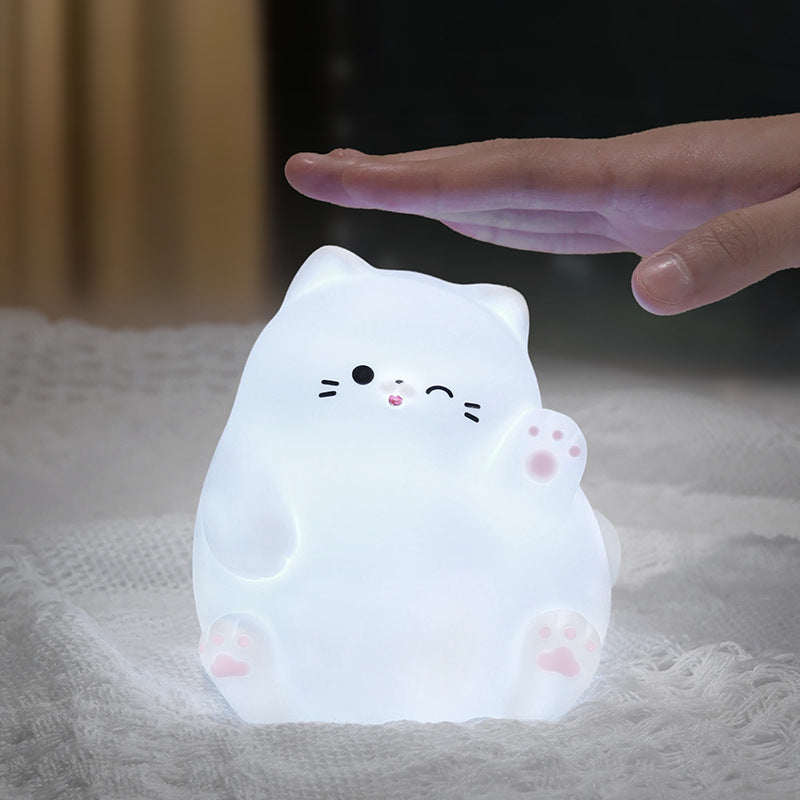 Veilleuse LED en silicone souple en forme de chat qui ondule – Cadeau idéal pour les enfants et les filles