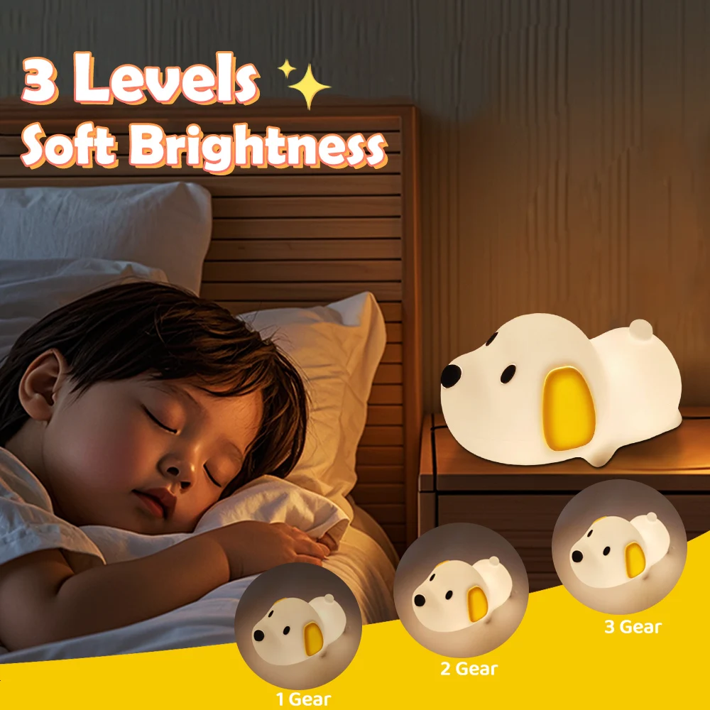 MeWaii® Welpen-Silikon-Nachtlicht, süß, Schlappohren und gemütlich als Dekoration, perfektes Geschenk