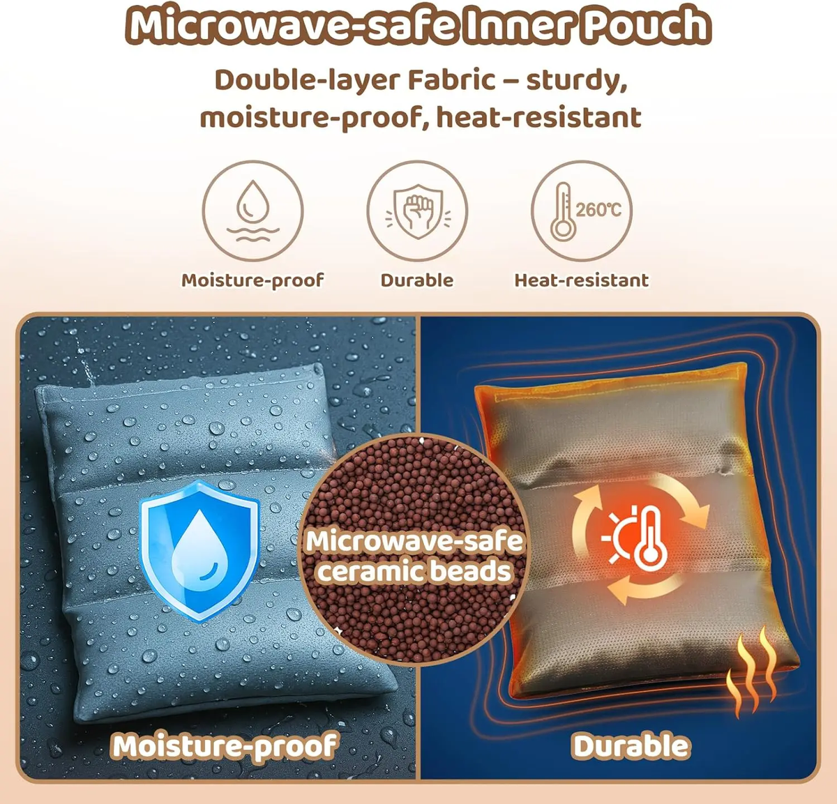 Mewaii® Brown Bear Weighted Stuffed Animal with Microwavable Heating Pad