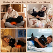 MeWaii® Black Cat Weighted Stuffed Animal with Microwavable Heating Pad