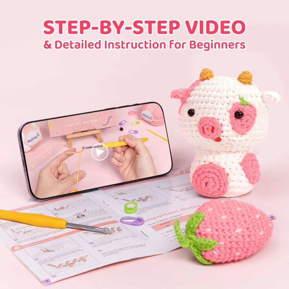 MeWaii®Crochet Axolotl And Seal  Crochet Kit for Beginners with Easy Peasy Yarn