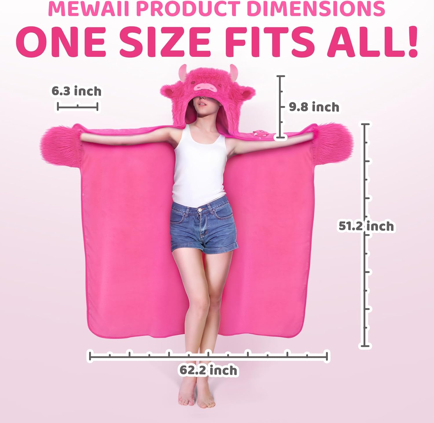 Ultimate Softness Highland Cow Wearable Blanket Hoodie –Expertly Designed for American Body,Full Coverage with Easy Movement, Oversized Cozy Flannel Blanket, Hot Pink Highland Cow Gift for Women