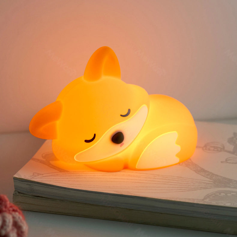 MeWaii® Fox Night Light with Curled Tail Silicone Squishy Animal Design Lamp Perfect Gift