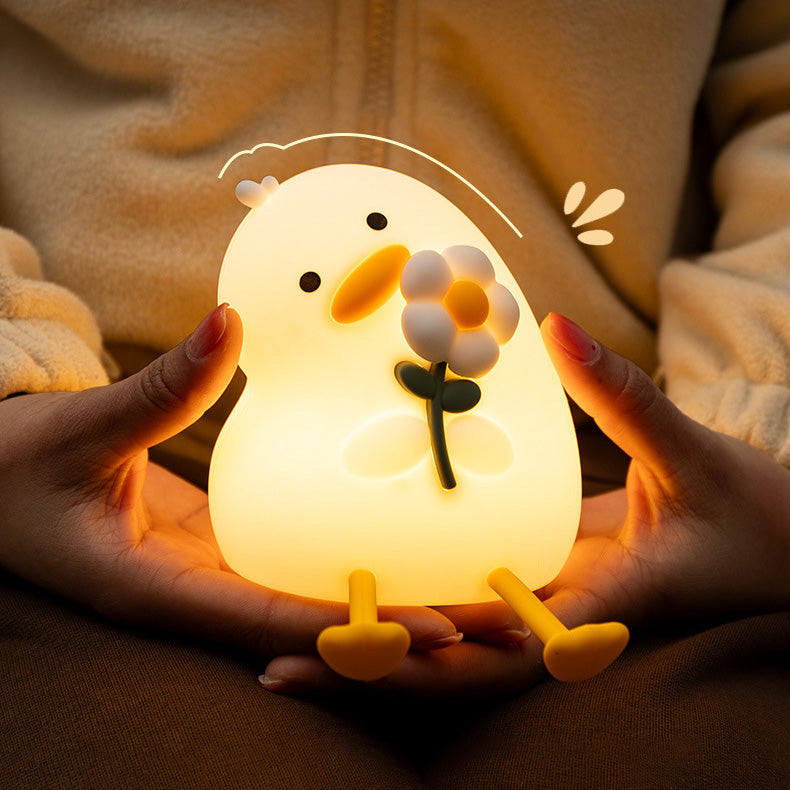 MeWaii® Squishy Silikon-Entenblume LED Nachtlicht - Perfektes Geschenk für Kinder und Mädchen