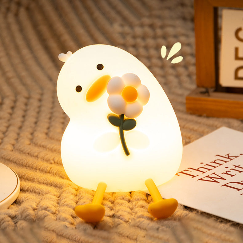 MeWaii® Squishy Silikon-Entenblume LED Nachtlicht - Perfektes Geschenk für Kinder und Mädchen