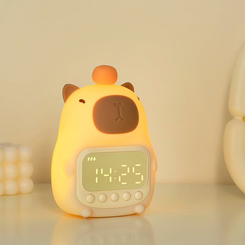MeWaii® Squishy Silikon Capybara Wecker LED Nachtlicht – Perfektes Geschenk für Kinder und Mädchen