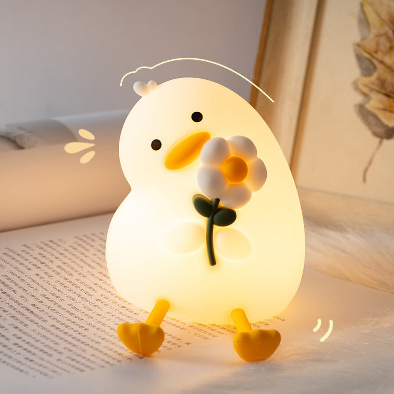 MeWaii® Squishy Silikon-Entenblume LED Nachtlicht - Perfektes Geschenk für Kinder und Mädchen