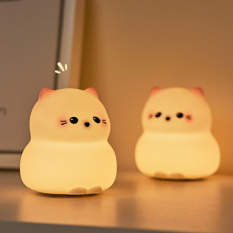 MeWaii® Niedliches Kätzchen Silikon-Quetsch-Nachtlicht Tipplampe Bestes Geschenk für Baby und Mädchen