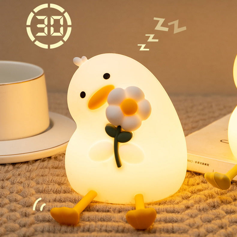 MeWaii® Squishy Silikon-Entenblume LED Nachtlicht - Perfektes Geschenk für Kinder und Mädchen