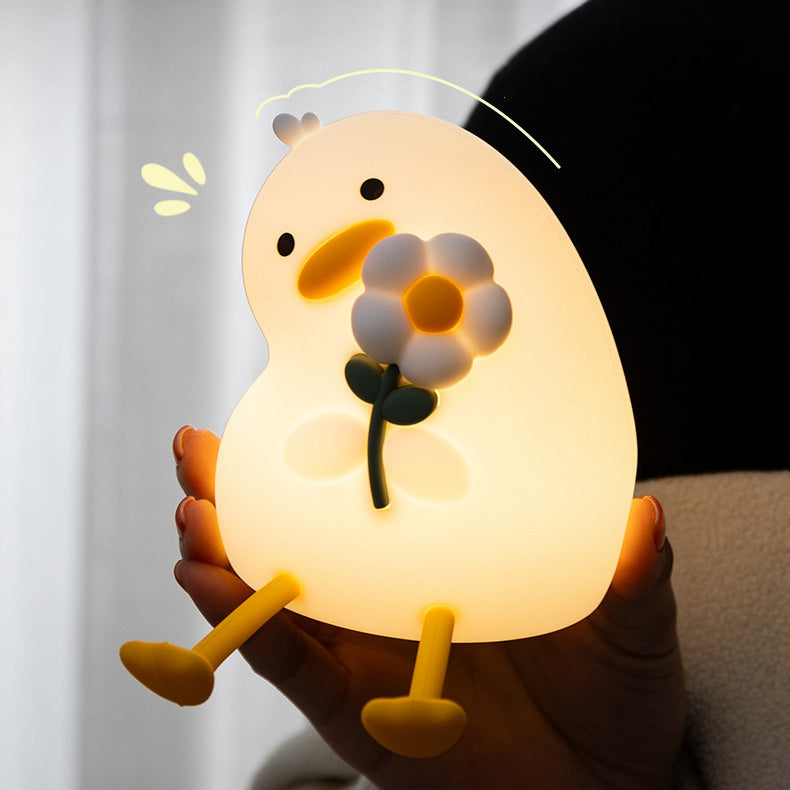MeWaii® Squishy Silikon-Entenblume LED Nachtlicht - Perfektes Geschenk für Kinder und Mädchen