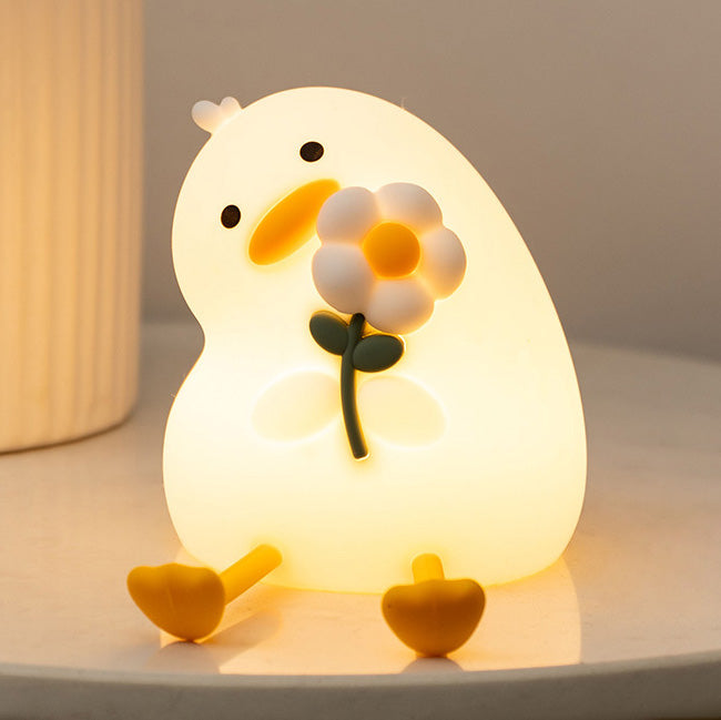 MeWaii® Squishy Silikon-Entenblume LED Nachtlicht - Perfektes Geschenk für Kinder und Mädchen
