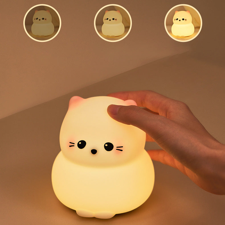 MeWaii® Niedliches Kätzchen Silikon-Quetsch-Nachtlicht Tipplampe Bestes Geschenk für Baby und Mädchen