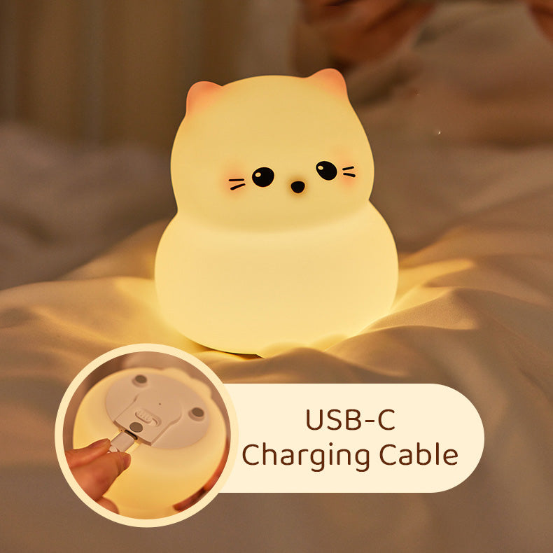 MeWaii® Niedliches Kätzchen Silikon-Quetsch-Nachtlicht Tipplampe Bestes Geschenk für Baby und Mädchen