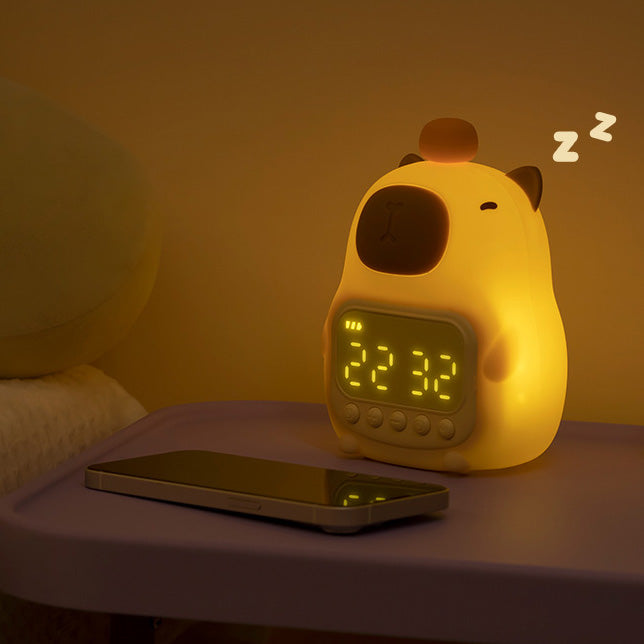 MeWaii® Squishy Silikon Capybara Wecker LED Nachtlicht – Perfektes Geschenk für Kinder und Mädchen