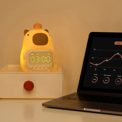 MeWaii® Squishy Silikon Capybara Wecker LED Nachtlicht – Perfektes Geschenk für Kinder und Mädchen