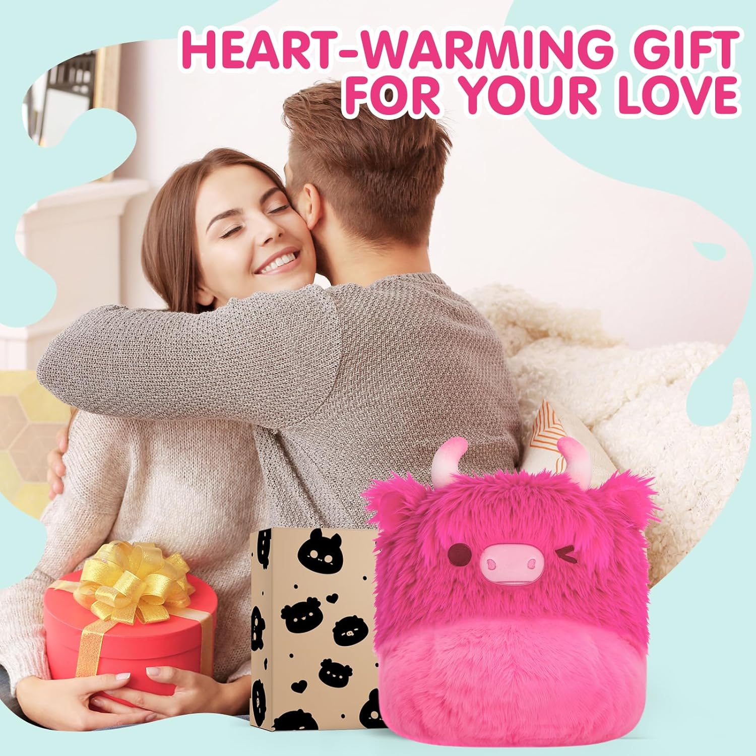 Ultimate Softness Highland Cow Wearable Blanket Hoodie –Expertly Designed for American Body,Full Coverage with Easy Movement, Oversized Cozy Flannel Blanket, Hot Pink Highland Cow Gift for Women