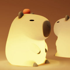 Veilleuse LED en silicone souple en forme de Capybara orange – Cadeau idéal pour les enfants et les filles