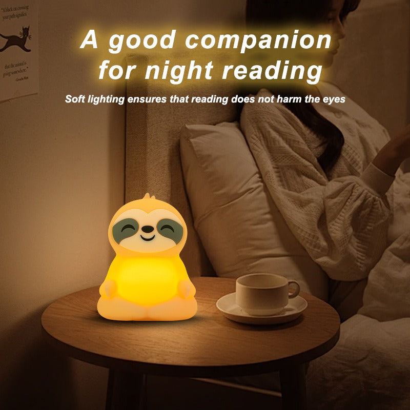 MeWaii® Meditating Sloth Squishy Silicone  Calm Glow Night Light Sitting Pose Lamp Perfect Gift
