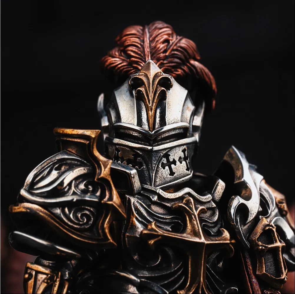 Crimson Templer Sammlerfigur Abnehmbare Bronze-Kupfer Ritterstatue