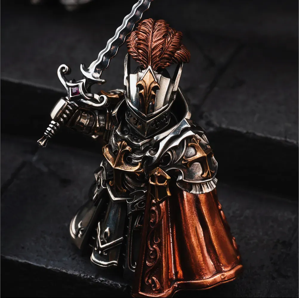Crimson Templer Sammlerfigur Abnehmbare Bronze-Kupfer Ritterstatue