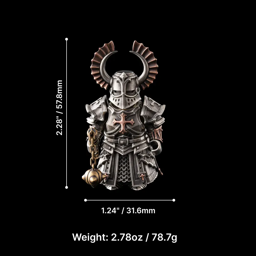 Crusader Figurine Detachable Bronze Bull-Helm Knight Statue Set