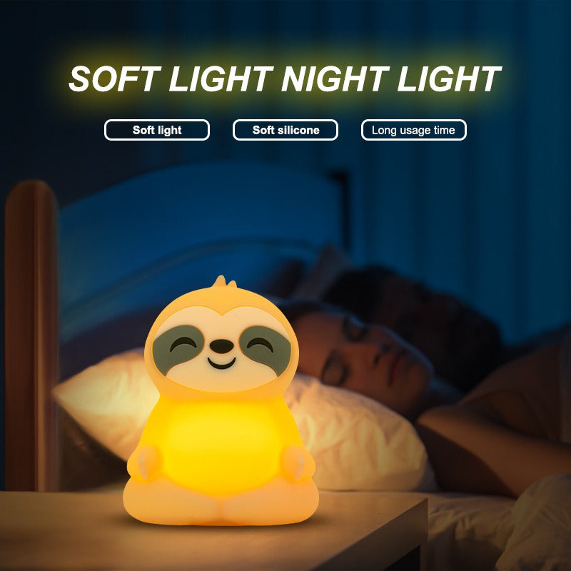 MeWaii® Meditating Sloth Squishy Silicone  Calm Glow Night Light Sitting Pose Lamp Perfect Gift