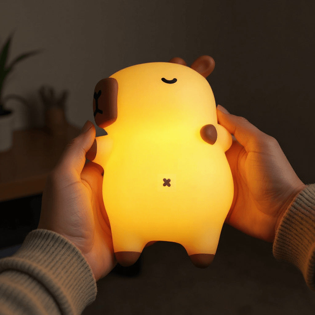 MeWaii® Sleeping Capybara Breathing Squishy Silicone Companion Sound LED Night Light Perfect Gift