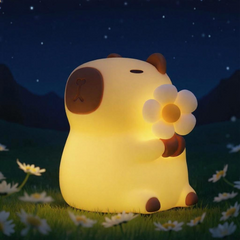 MeWaii® Blumen-Capybara Silikon-Nachtlicht – Perfektes Geschenk für Kinder und Mädchen