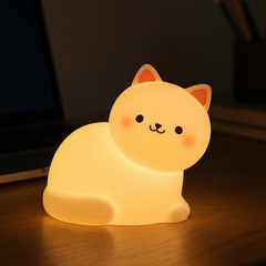 MeWaii® Weiße Kätzchen Squishy Silikon-Nachtlicht Sanftes Leuchten Perfektes Geschenk