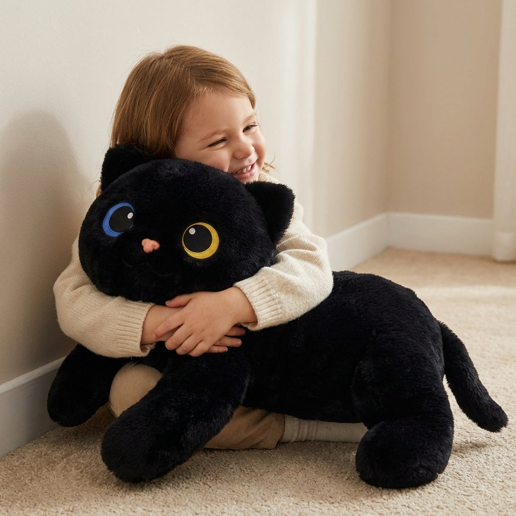 MeWaii® Black Cat Weighted Stuffed Animal with Microwavable Heating Pad