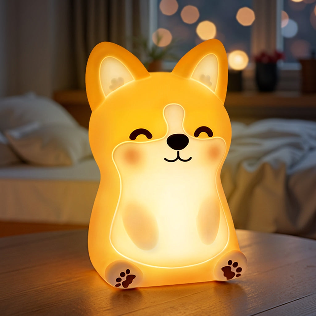 MeWaii® Corgi Puppy Adorable Squishy Silicone  LED Night Light - Perfect Gift for Kids and Girls